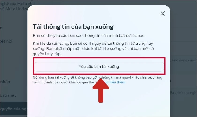 Chọn Yêu cầu bản tải xuống