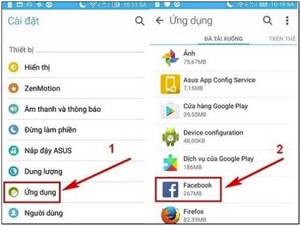 Tìm đến ứng dụng facebook