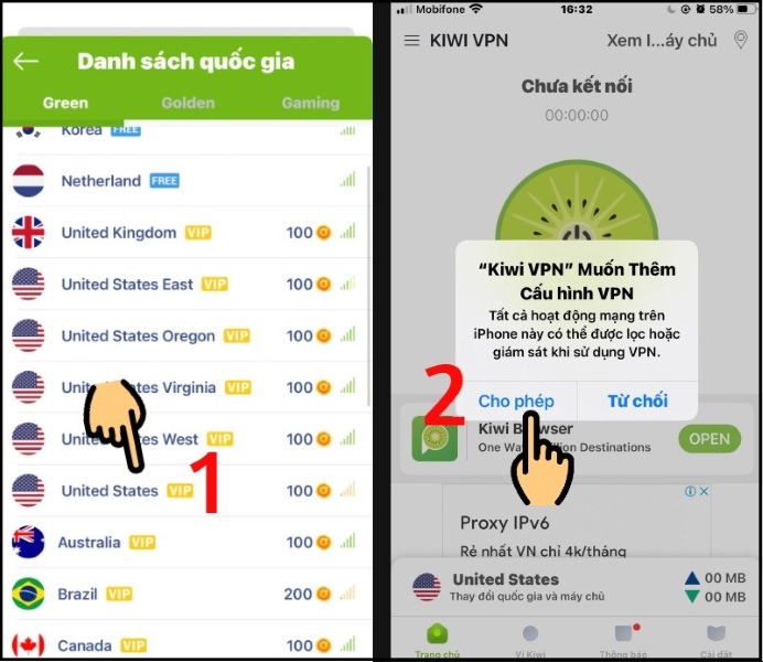 Chọn cấu hình VPN